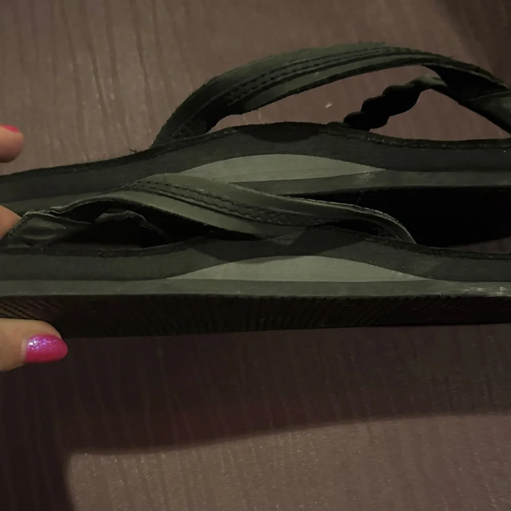 Rainbow Black Braided Leather Flip Flops - Picture 4 of 5